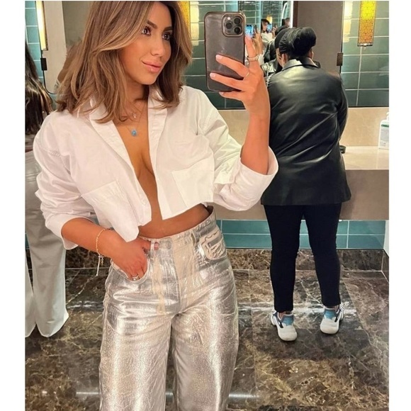 NWT Zara The Boy Boy Fit In Silver Jeans Metallic Blogger Favorite Sz 6 - Picture 7 of 16